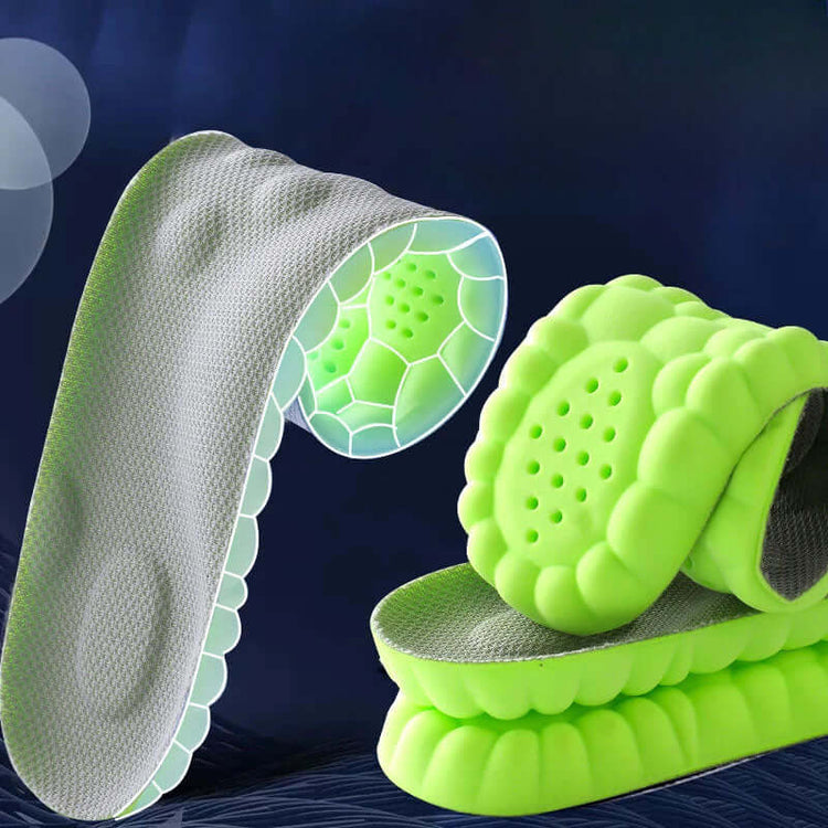 Shock Absorbing Shoe Inserts showcasing a cushioned green design for all-day comfort.