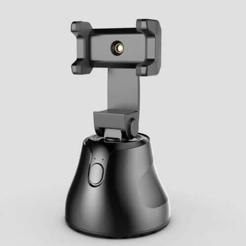 Auto-Tracking Phone Holder in black, showcasing smart 360° motion tracking for seamless video recording.