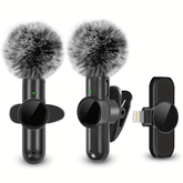 Wireless Lavalier Microphone with windscreen and accessories for optimal audio quality.