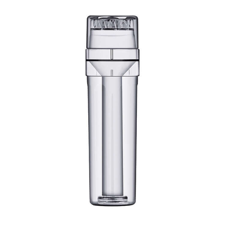 All in One Tobacco Grinder – Grind. Fill. Go. sleek transparent design for efficient tobacco grinding.