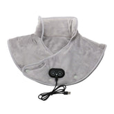 Electric Heated Neck & Shoulder Wrap providing warmth and relief, featuring a soft grey material with an attached USB control.