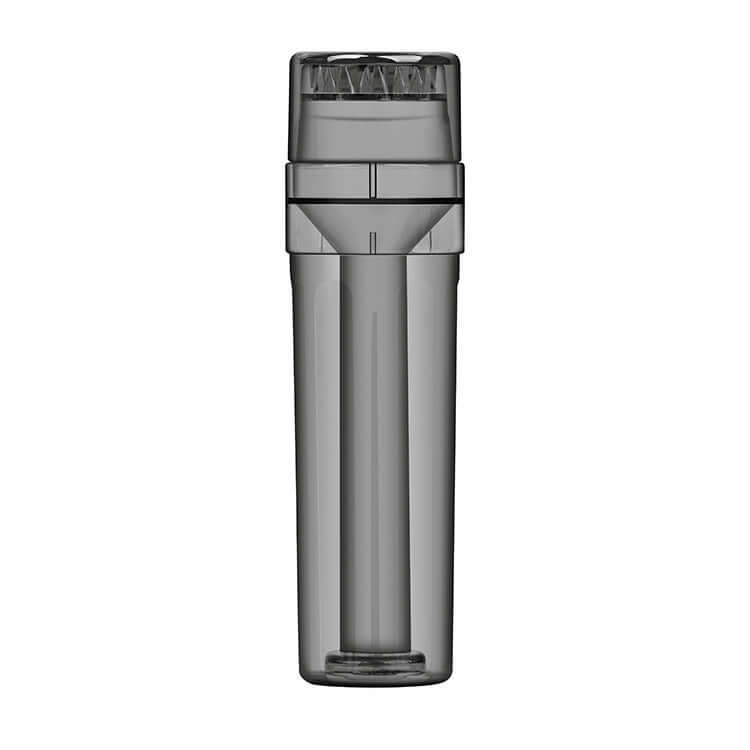 All in One Tobacco Grinder – Grind. Fill. Go. sleek black tube design for easy tobacco grinding and filling.