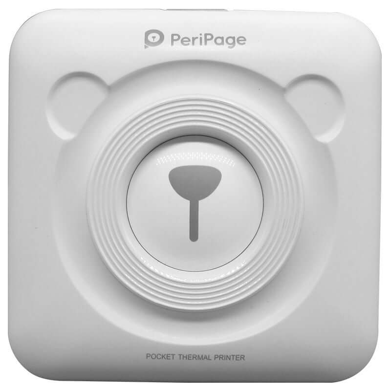 PeriPage Pocket Printer displayed in white color, compact design perfect for mobile inkless printing needs, ideal for personal use.