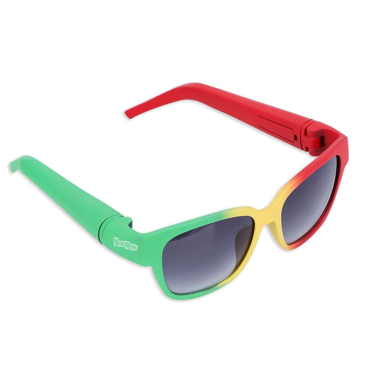Hidden Storage Sunglasses with colorful frame offering secret compartment for small items.