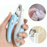 Pet Nail Clipper with Led Light being used for safe and easy pet grooming, featuring LED illumination for precision clipping.