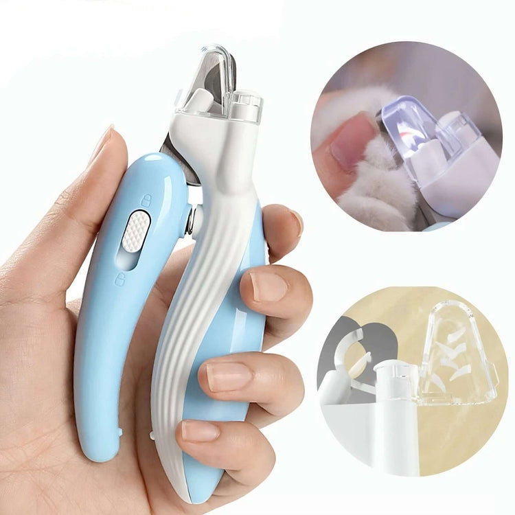 Pet Nail Clipper with Led Light being used for safe and easy pet grooming, featuring LED illumination for precision clipping.