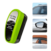 Green Oil Film Wipe for quick cleaning and crystal clear glass, ideal for cars and windows.