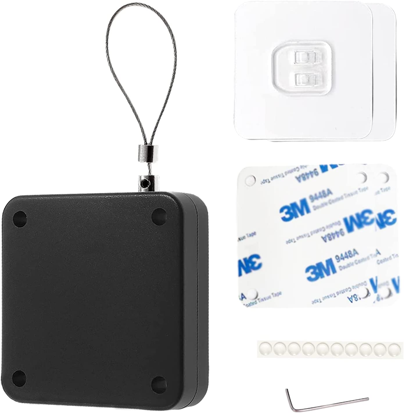 Automatic Door Closer kit with inductive mechanism, no-drill adhesive, and tools for easy installation, pet-proof design.