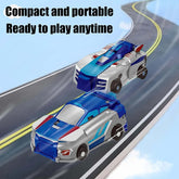 Collision Transforming Dinosaur Car racing on road, showcasing compact and portable design for kids&