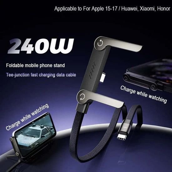 2-in-1 Invisible Holder Charger Cable for fast charging and phone stand