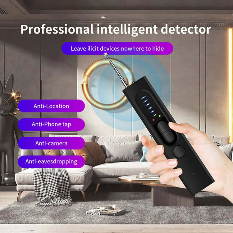 Hidden Camera & Bug Detector in use, showcasing features to detect devices like cameras and eavesdropping equipment.