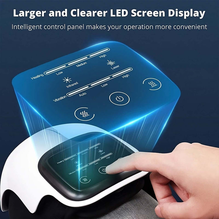 Electric Knee Therapy Device with LED display for heat and red light relief, showcasing user-friendly control panel