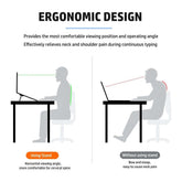 Infographic showing ergonomic design benefits of using a Laptop Stand, comparing posture with and without the stand.