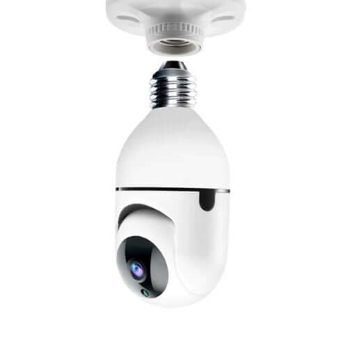 4MP Smart Bulb Camera installed in E27 socket, providing secure surveillance and easy installation.