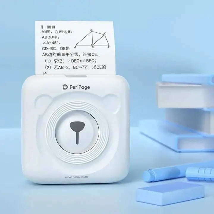 PeriPage Pocket Printer printing a geometric diagram, showcasing its compact and inkless thermal printing capabilities.