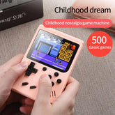 Retro Mini Handheld Game Console showcasing a nostalgic 8-bit game screen, perfect for on-the-go classic gaming with 500 built-in games.