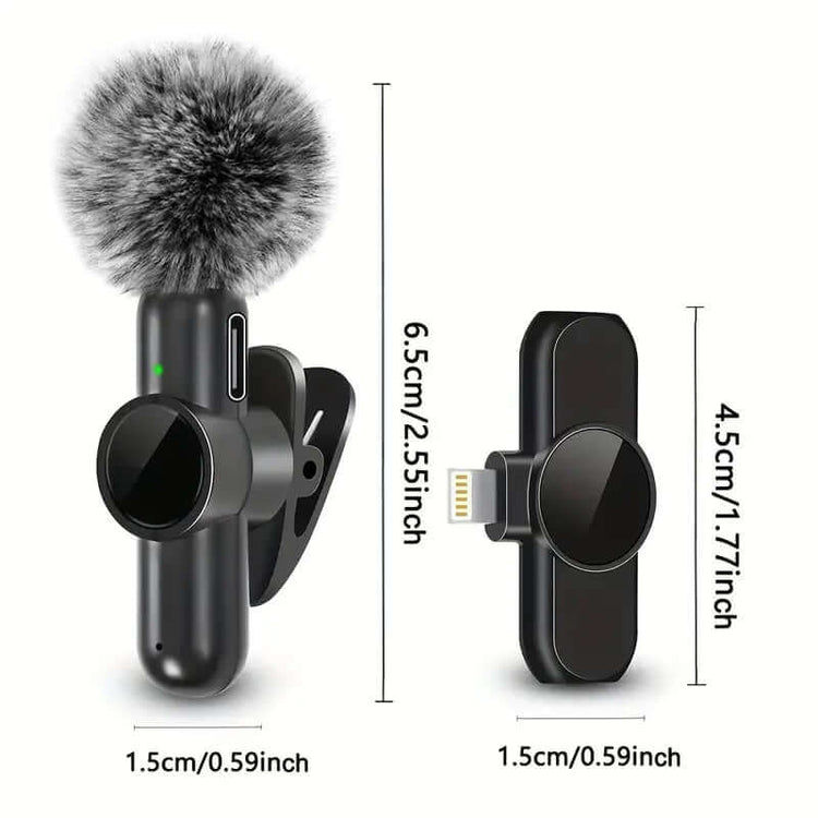Wireless Lavalier Microphone with furry windscreen for clear audio recording.