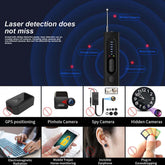 Hidden Camera & Bug Detector displaying various types of cameras and detection features, emphasizing privacy protection.