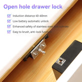 Smart Drawer Lock features induction distance, low battery unlock, enhanced safety, and easy brush anti-lock function.