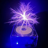 Bluetooth Tesla Coil with 10cm lightning display and music feature, showcasing electric arcs on a dark background.