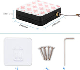 Automatic Door Closer kit with dimensions and included installation tools