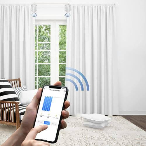 Smart Curtain Robot controlling curtains via smartphone app for automated home convenience