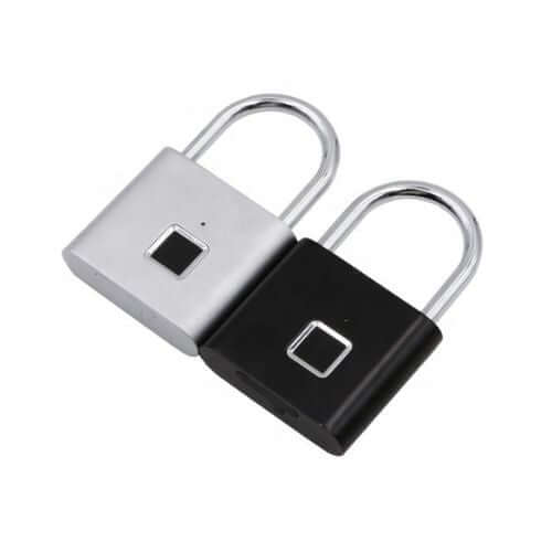 Smart Fingerprint Padlock in silver and black design, offering keyless entry with one-touch access.