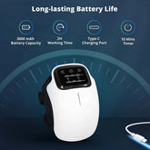 Electric Knee Therapy Device with long-lasting battery, 3000 mAh capacity, 2H working time, Type-C port, and 10 min timer.