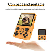 Handheld Game Console displayed with retro design, compact size for easy portability.