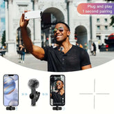 Wireless Lavalier Microphone in use for easy voice capture while taking selfies outdoors.