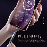 Magnetic Charging Cable with strong magnet and LED, shown connected to a smartphone for fast charging.