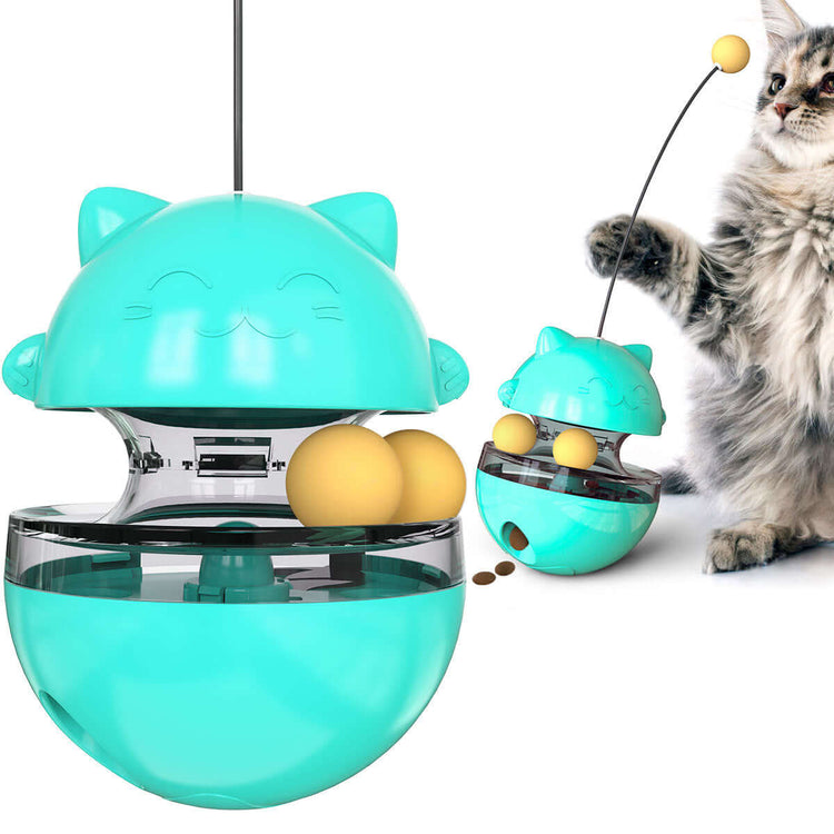 Cat playing with an Interactive Cat Treat Ball for fun and snacks