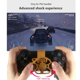 Mini Steering Wheel Game Controller Attachment on PS4 controller, featuring 100° steering for advanced racing control.