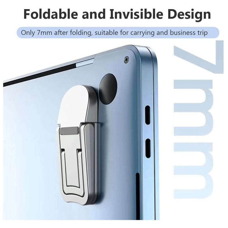 Laptop Stand Ultra-Slim Zinc Alloy with foldable, invisible design, only 7mm thick for easy transport and business trips.