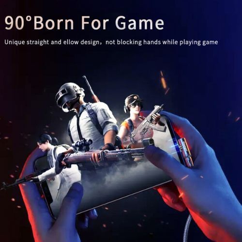 90-degree magnetic charging cable for gaming with strong magnet and LED, supporting comfortable gameplay without blocking hands.