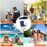 Camping Chair with Canopy, perfect for fishing, camping, beach outings, and relaxing by the swimming pool.