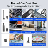 Home & Car Dual Use: Suction, blowing, and extraction features of Car Vacuum Cleaner & Blower in 3-in-1 design.