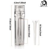 All in One Tobacco Grinder dimensions and features, showcasing grind, fill, and go functionality.