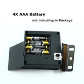 Smart Drawer Lock battery compartment showing space for 4X AAA batteries, not included in package.