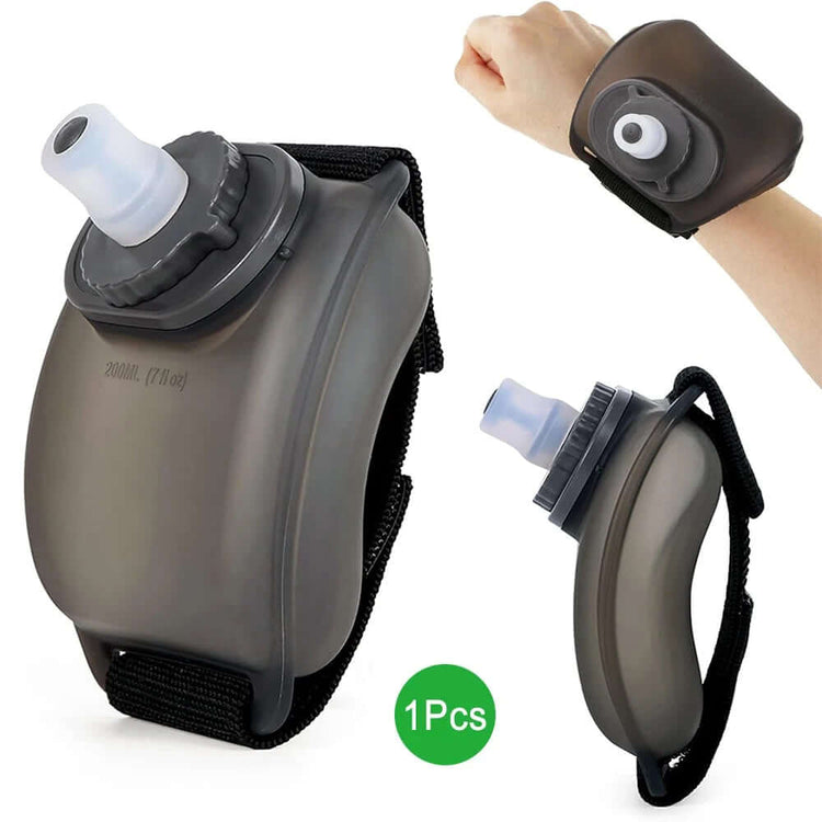 Wrist Water Bottle designed for comfortable hydration on the go, securely wraps around your wrist, ideal for active lifestyles.