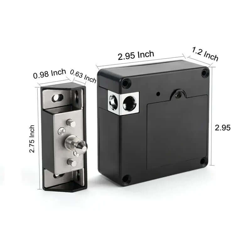 Smart Drawer Lock dimensions showcasing an invisible lock system for enhanced security.