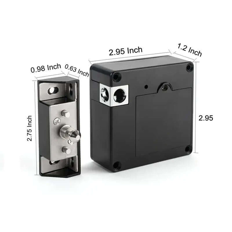 Smart Drawer Lock dimensions showcasing an invisible lock system for enhanced security.