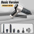 Car Vacuum Cleaner & Blower basic version with ordinary motor and multiple attachments on a gray surface.