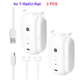Smart Curtain Robot for T-Rail and U-Rail shown with USB cables, 2 pieces