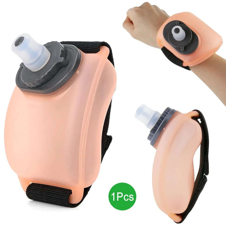 Wrist Water Bottle designed for easy hydration on the go, featuring a secure strap and squeeze nozzle for convenient drinking.