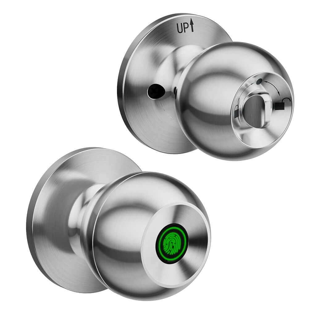 Keyless Smart Knob with App Control - sleek fingerprint access and modern design.