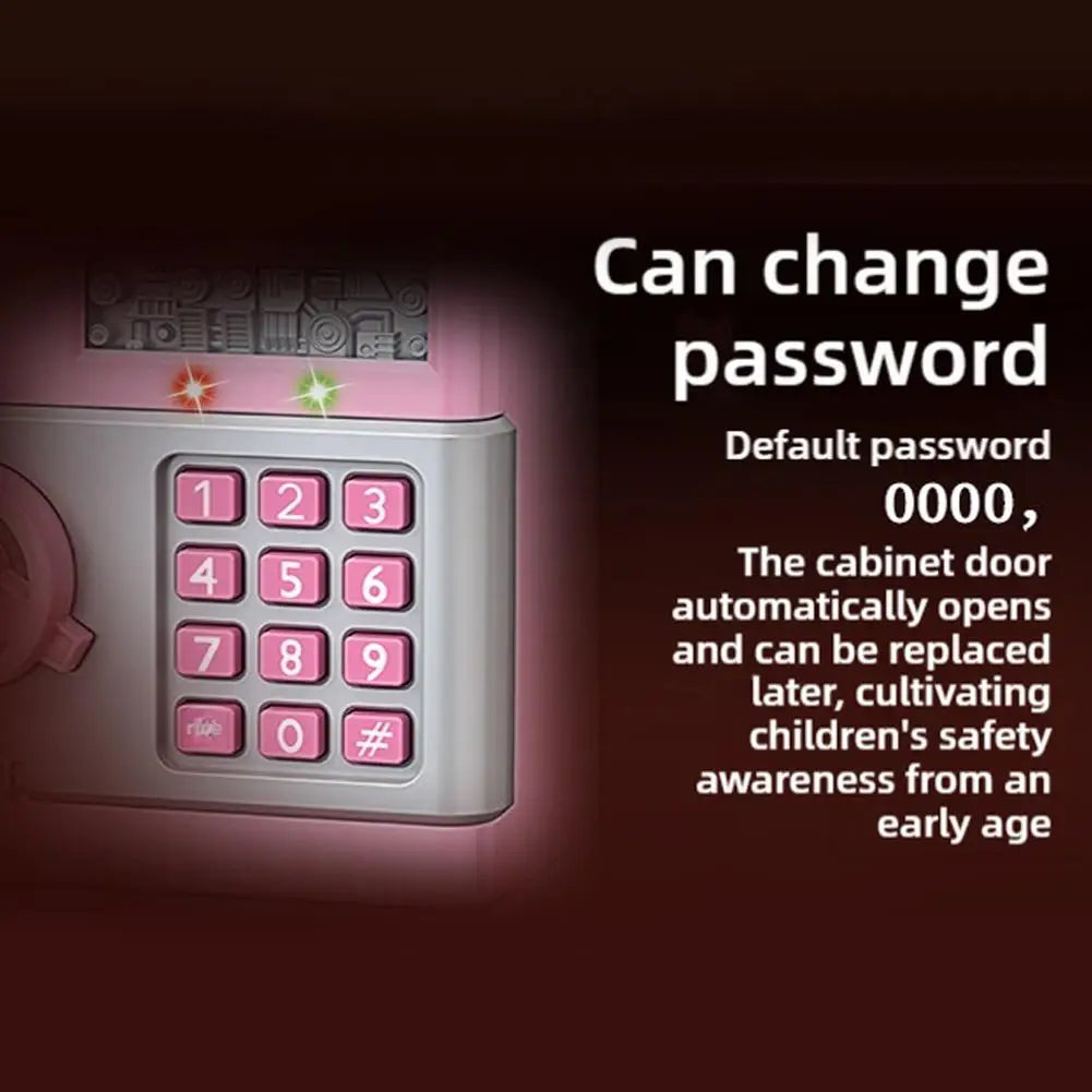 Kids Digital Safe Money Bank with customizable password function and keypad for children&