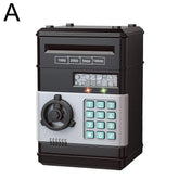 Kids Digital Safe Money Bank with keypad, auto-bill roll slot, and LED lights for saving money fun.