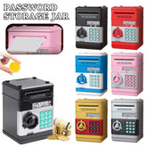 Kids Digital Safe Money Bank in various colors showing automatic bill roll and password lock features