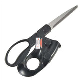 Laser Guided Scissors with black handles, featuring a precision laser beam for perfect cutting performance.
